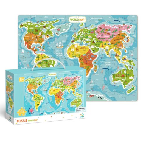 PUZZLE MAPA ŚWIATA 100 ELEMENTÓW DLA MAŁYCH ODKRYWCÓW UKŁADANKA DLA DZIECI DODO