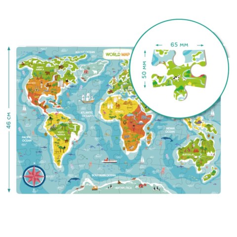 PUZZLE MAPA ŚWIATA 100 ELEMENTÓW DLA MAŁYCH ODKRYWCÓW UKŁADANKA DLA DZIECI DODO