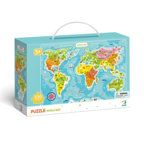 PUZZLE MAPA ŚWIATA 100 ELEMENTÓW DLA MAŁYCH ODKRYWCÓW UKŁADANKA DLA DZIECI DODO