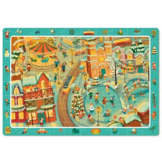 PUZZLE OBSERWACYJNE ZIMA W MIEŚCIE 80 ELEMENTOW DO UŁOŻENIA DLA DZIECI DODO