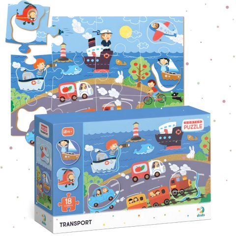 PUZZLE SORTER TRANSPORT NAUKA POPRZEZ ZABAWĘ ŚRODKI TRANSPORTU 18 ELEMENTÓW DODO