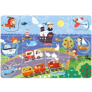 PUZZLE SORTER TRANSPORT NAUKA POPRZEZ ZABAWĘ ŚRODKI TRANSPORTU 18 ELEMENTÓW DODO