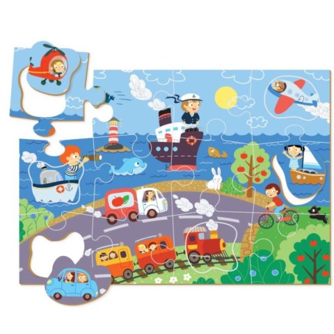 PUZZLE SORTER TRANSPORT NAUKA POPRZEZ ZABAWĘ ŚRODKI TRANSPORTU 18 ELEMENTÓW DODO