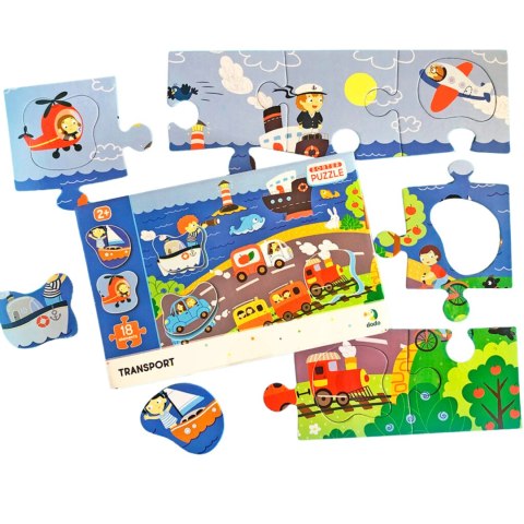 PUZZLE SORTER TRANSPORT NAUKA POPRZEZ ZABAWĘ ŚRODKI TRANSPORTU 18 ELEMENTÓW DODO