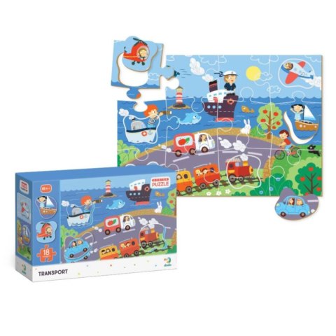 PUZZLE SORTER TRANSPORT NAUKA POPRZEZ ZABAWĘ ŚRODKI TRANSPORTU 18 ELEMENTÓW DODO