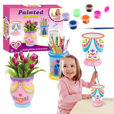 WAZONY NA KWIATKI DO MALOWANIA ZESTAW CERAMICZNY MAŁY ARTYSTA GIPS FARBKI IMPORT PRONICE