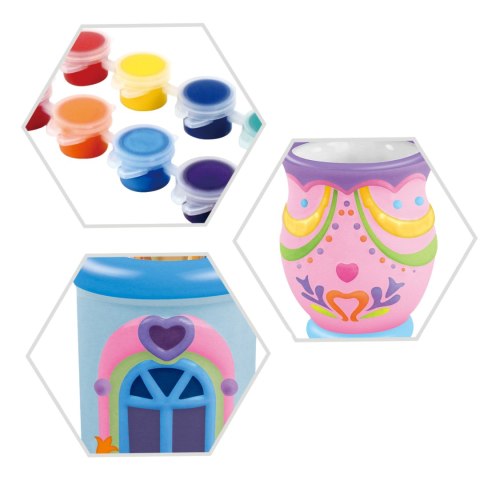 WAZONY NA KWIATKI DO MALOWANIA ZESTAW CERAMICZNY MAŁY ARTYSTA GIPS FARBKI IMPORT PRONICE