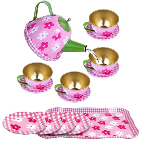 ZESTAW DO HERBATY RÓŻOWY W KWIATY TACKA TALERZYKI FILIŻANKI ZESTAW KUCHENNY IMPORT PRONICE