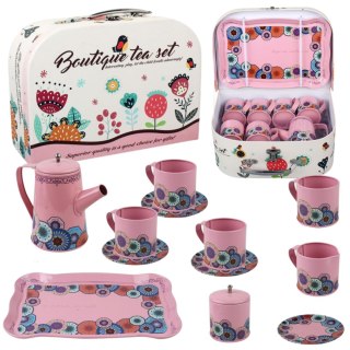 ZESTAW DO HERBATY W WALIZCE KWIATY ZESTAW KUCHENNY DZBANEK TACKA TALERZYKI IMPORT PRONICE