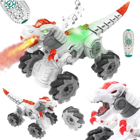 DINOZAUR SMOK ROBOT ZDALNIE STEROWANY ŚWIATŁO DŻWIĘK CHODZI PARA DYM RYCZY IMPORT PRONICE