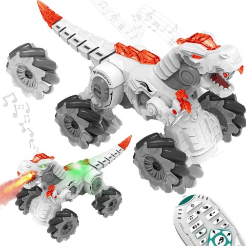 DINOZAUR SMOK ROBOT ZDALNIE STEROWANY ŚWIATŁO DŻWIĘK CHODZI PARA DYM RYCZY IMPORT PRONICE