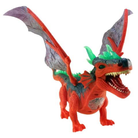 DINOZAUR SMOK Z RUCHOMYMI SKRZYDŁAMI ŚWIATŁO DŻWIĘK CHODZI RYCZY DUŻY IMPORT PRONICE