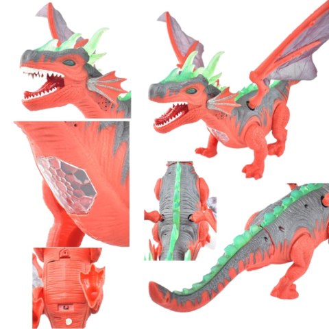 DINOZAUR SMOK Z RUCHOMYMI SKRZYDŁAMI ŚWIATŁO DŻWIĘK CHODZI RYCZY DUŻY IMPORT PRONICE