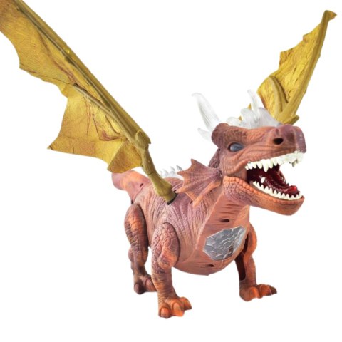 DINOZAUR SMOK Z RUCHOMYMI SKRZYDŁAMI ŚWIATŁO DŻWIĘK CHODZI RYCZY DUŻY IMPORT PRONICE