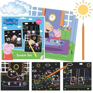 ZDRAPKA ARTYSTYCZNA ŚWINKA PEPPA 3 KOLOROWE KARTKI MALOWANIE METODĄ SCRATCH DODO