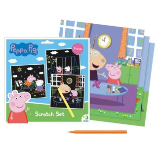 ZDRAPKA ARTYSTYCZNA ŚWINKA PEPPA 3 KOLOROWE KARTKI MALOWANIE METODĄ SCRATCH DODO