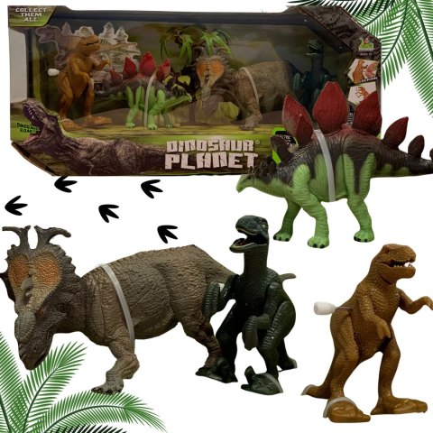 ZESTAW 4 DINOZAURY ZESTAW DINOZAURÓW DO ZABAWY JEDEN NAKRĘCANY DRZEWKO IMPORT PRONICE ZESTAW 4 DINOZAURY ZESTAW DINOZAURÓW DO ZABAWY JEDEN NAKRĘCANY DRZEWKO IMPORT PRONICE
