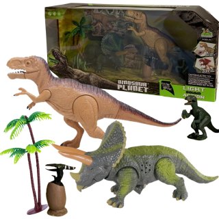ZESTAW 4 FIGUREK DINOZAURÓW 2 DRZEWKA EFEKTY DŹWIĘKOWE I ŚWIETLNE IMPORT PRONICE