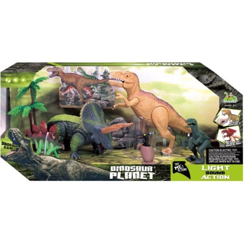ZESTAW 4 FIGUREK DINOZAURÓW 2 DRZEWKA EFEKTY DŹWIĘKOWE I ŚWIETLNE IMPORT PRONICE