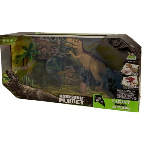 ZESTAW 4 FIGUREK DINOZAURÓW 2 DRZEWKA EFEKTY DŹWIĘKOWE I ŚWIETLNE IMPORT PRONICE