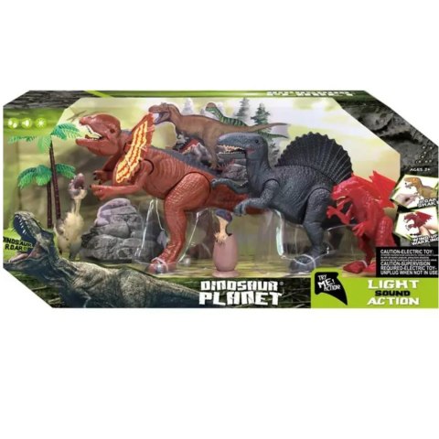 ZESTAW 4 FIGUREK DINOZAURÓW 2 DRZEWKA EFEKTY DŹWIĘKOWE I ŚWIETLNE IMPORT PRONICE