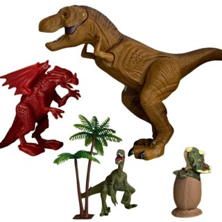 ZESTAW 4 FIGUREK DINOZAURÓW 2 DRZEWKA EFEKTY DŹWIĘKOWE I ŚWIETLNE IMPORT PRONICE