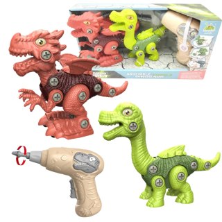 ZESTAW DINOZAURÓW DO SKRĘCANIA Z WKRĘTARKĄ I ŚRUBOKRĘTEM DINOZAUR UKŁADANKA IMPORT PRONICE