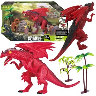 ZESTAW FIGUREK 4 DINOZAURY 2 DRZEWKA EFEKTY DŹWIĘKOWE I ŚWIETLNE IMPORT PRONICE