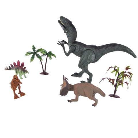 ZESTAW FIGUREK DINOZAURÓW 4 DINOZAURY 2 DRZEWKA EFEKTY DŹWIĘKOWE I ŚWIETLNE IMPORT PRONICE