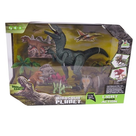 ZESTAW FIGUREK DINOZAURÓW 4 DINOZAURY 2 DRZEWKA EFEKTY DŹWIĘKOWE I ŚWIETLNE IMPORT PRONICE