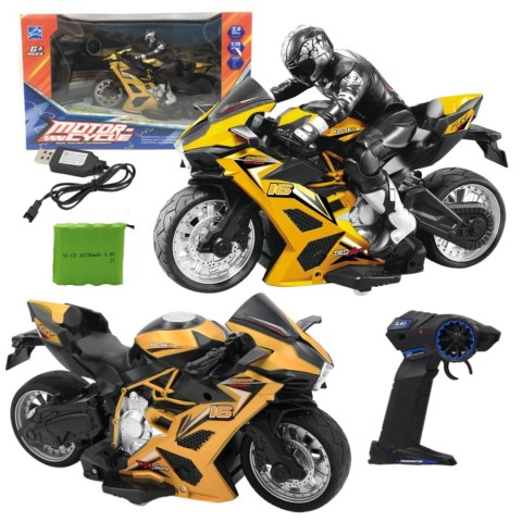 MOTOCYKL ZDALNIE STEROWANY PILOT MOTOCYKLISTA WYŚCIG RC GRUBE OPONY IMPORT PRONICE