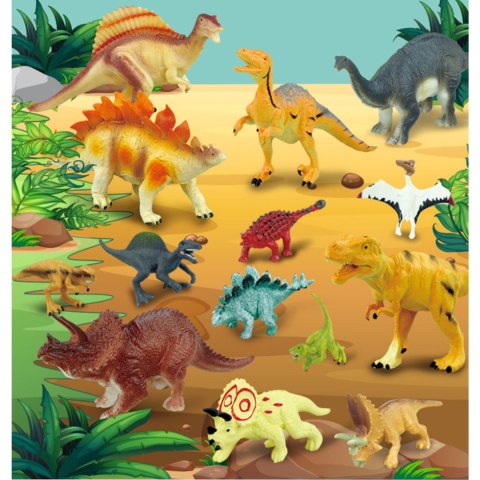 SAMOCHÓD Z DINOZAURAMI OTWIERANY DACH RUCHOMY KOSZ ŚWIATŁO DŹWIĘK FIGURKI IMPORT PRONICE