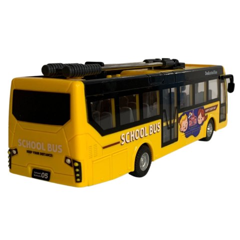 TROLEJBUS SZKOLNY ZDALNIE STEROWANY KOMUNIKACJA MIEJSKA EFEKTY ŚWIETLNE RC IMPORT PRONICE
