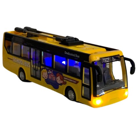 TROLEJBUS SZKOLNY ZDALNIE STEROWANY KOMUNIKACJA MIEJSKA EFEKTY ŚWIETLNE RC IMPORT PRONICE