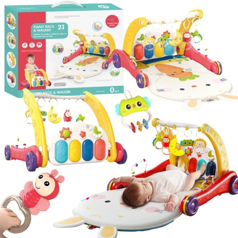 ZESTAW GIMNASTYCZNY 2W1 MATA DO LEŻENIA CHODZIK PIANINO ŚWIATŁO DŹWIĘK IMPORT PRONICE