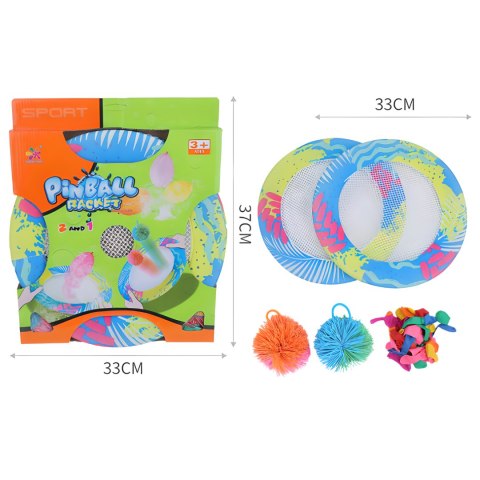 ZESTAW GRA W RZUCANIE ODBIJANIE PIŁECZKĄ BALONAMI 2 RAKIETKI Z SIATKĄ IMPORT PRONICE