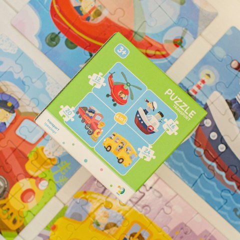 ZESTAW PUZZLI 4W1 TRANSPORT 4 UKŁADANKI DLA DZIECI NAUKA POPRZEZ ZABAWĘ DODO
