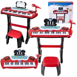 ELEKTRONICZNE PIANINO DLA DZIECI KRZESŁO MIKROFON EFEKTY ŚWIETLNE MP3 IMPORT PRONICE