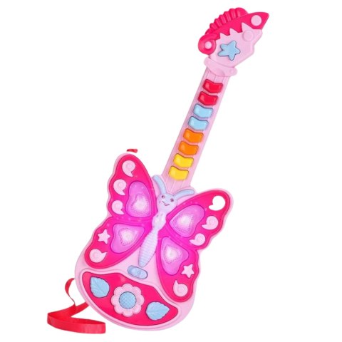 GITARA INTERAKTYWNA DLA DZIECI EFEKTY ŚWIETLNE MOTYLEK INSTRUMENT MUZYCZNY IMPORT PRONICE