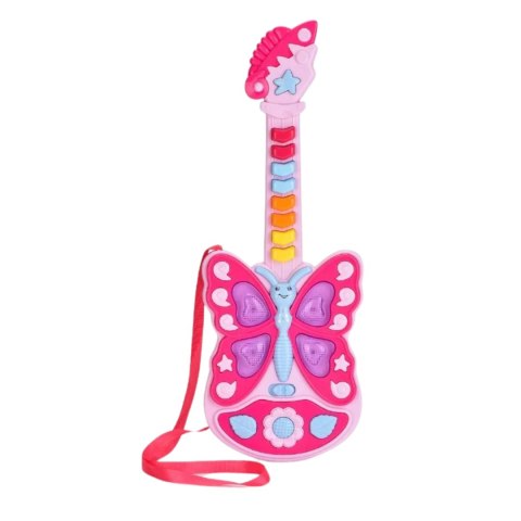 GITARA INTERAKTYWNA DLA DZIECI EFEKTY ŚWIETLNE MOTYLEK INSTRUMENT MUZYCZNY IMPORT PRONICE