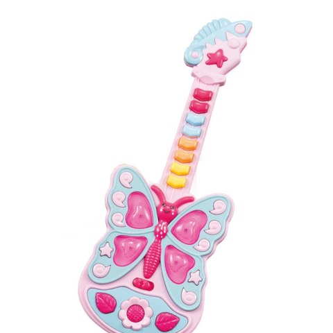 GITARA INTERAKTYWNA DLA DZIECI EFEKTY ŚWIETLNE MOTYLEK INSTRUMENT MUZYCZNY IMPORT PRONICE