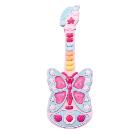GITARA INTERAKTYWNA DLA DZIECI EFEKTY ŚWIETLNE MOTYLEK INSTRUMENT MUZYCZNY IMPORT PRONICE