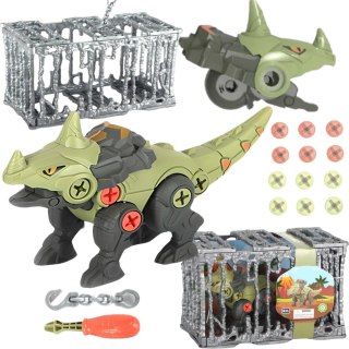 ZESTAW DINOZAUR DO SKRĘCANIA ŚRUBOKRĘT KLATKA DO ZAWIESZENIA UKŁADANKA IMPORT PRONICE