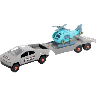 ZESTAW SAMOCHÓD DO MONTAŻU PRZYCZEPA HELIKOPTER ŚRUBOKRĘT ROZKRĘCANE CZĘŚCI IMPORT PRONICE