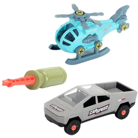 ZESTAW SAMOCHÓD DO MONTAŻU PRZYCZEPA HELIKOPTER ŚRUBOKRĘT ROZKRĘCANE CZĘŚCI IMPORT PRONICE ZESTAW SAMOCHÓD DO MONTAŻU PRZYCZEPA HELIKOPTER ŚRUBOKRĘT ROZKRĘCANE CZĘŚCI IMPORT PRONICE