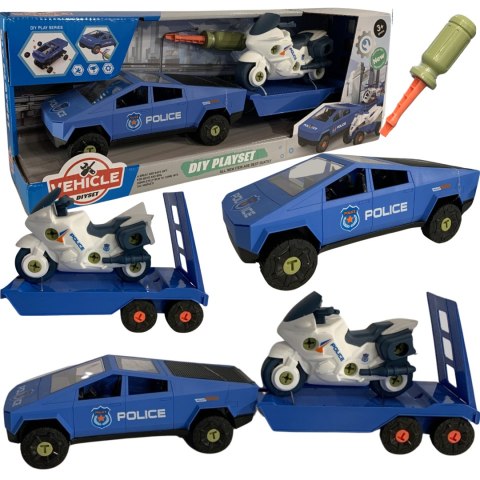 ZESTAW SAMOCHÓD DO MONTAŻU PRZYCZEPA MOTOR ŚRUBOKRĘT RUCHOME CZĘŚCI IMPORT PRONICE