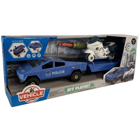 ZESTAW SAMOCHÓD DO MONTAŻU PRZYCZEPA MOTOR ŚRUBOKRĘT RUCHOME CZĘŚCI IMPORT PRONICE