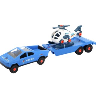 ZESTAW SAMOCHÓD DO MONTAŻU Z PRZYCZEPĄ CZOŁG HELIKOPTER WIERTARKA ŚRUBOKRĘT IMPORT PRONICE