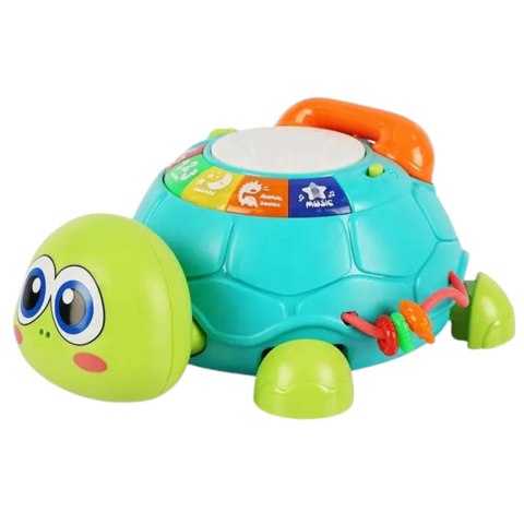 ŻÓŁW TELEFON BĘBENEK INTERAKTYWNY DŹWIĘKI MELODIE ŚWIATEŁKA CYFRY LITERKI IMPORT PRONICE