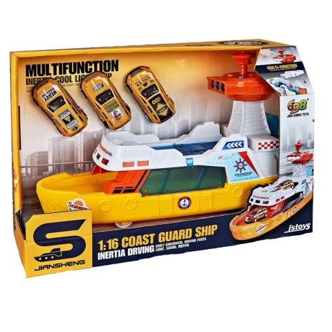 1: 16 FRICTION COASTAL DEFENSE SHIPS WITH LIGHTING AND MUSIC(WITH 3 SMALL CARS) IMPORT PRONICE